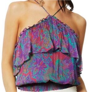 Ramy Brook Boysenberry Print Juliette Multicolor Floral Halter Top